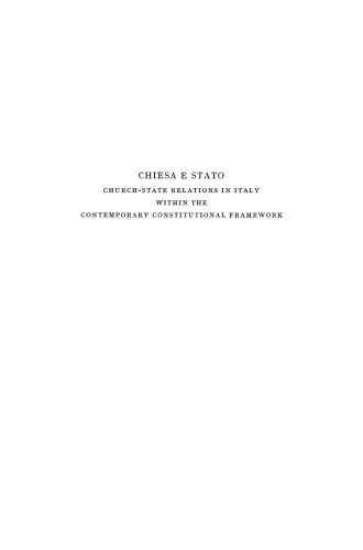 Chiesa e Stato: Church-State Relations in Italy within the Contemporary Constitutional Framework