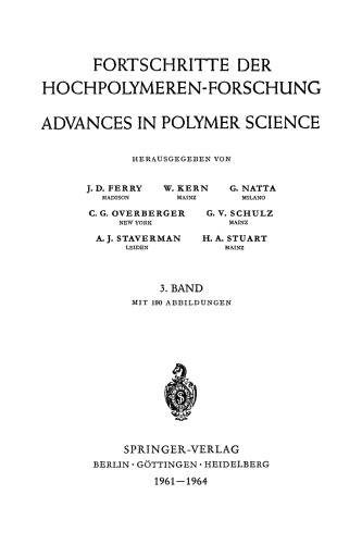 Fortschritte Der Hochpolymeren-Forschung