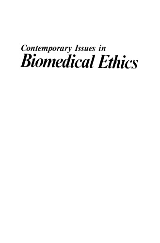 Contemporary Issues in Biomedical Ethics