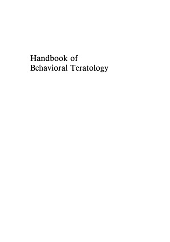 Handbook of Behavioral Teratology