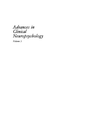 Advances in Clinical Neuropsychology