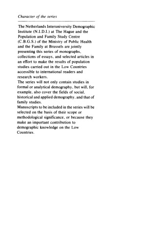 Population and family in the Low Countries II