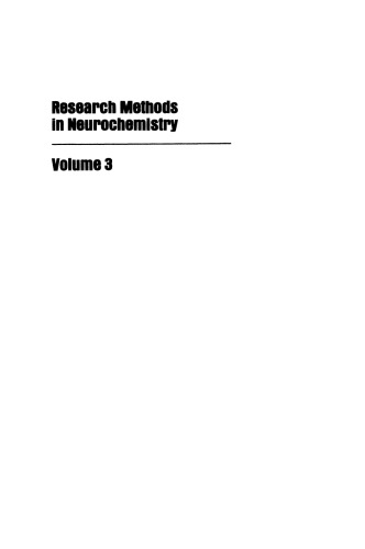 Research Methods in Neurochemistry: Volume 3