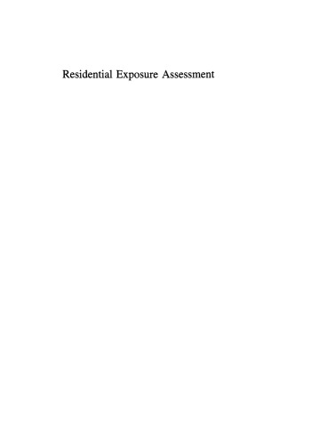 Residential Exposure Assessment: A Sourcebook