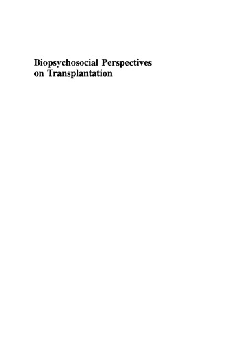 Biopsychosocial Perspectives on Transplantation