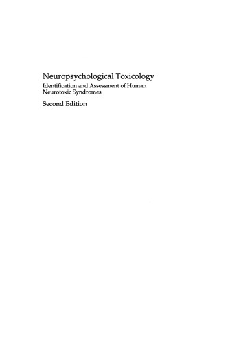 Neuropsychological Toxicology: Identification and Assessment of Human Neurotoxic Syndromes