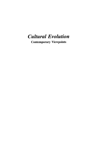 Cultural Evolution: Contemporary Viewpoints