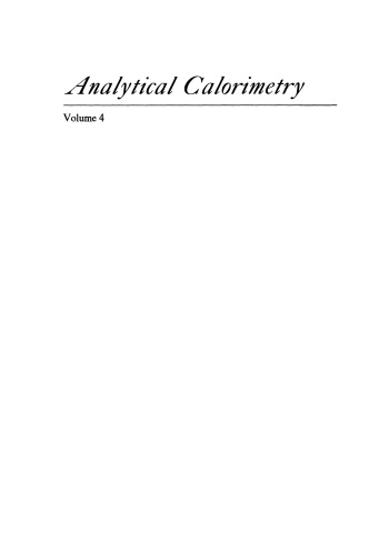 Analytical Calorimetry: Volume 4