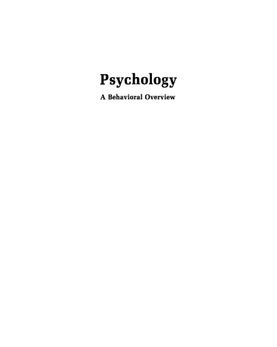 Psychology: A Behavioral Overview