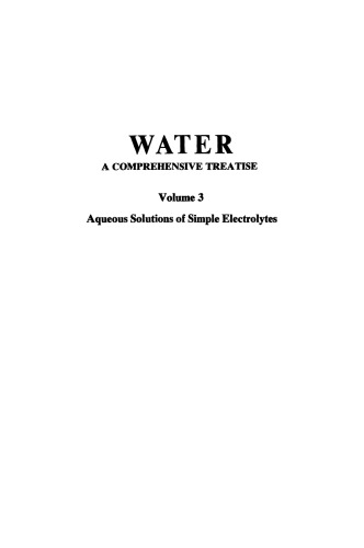 Aqueous Solutions of Simple Electrolytes