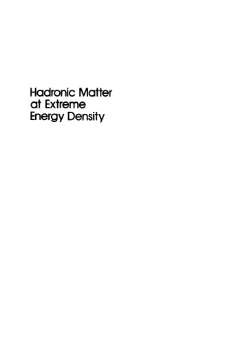 Hadronic Matter at Extreme Energy Density