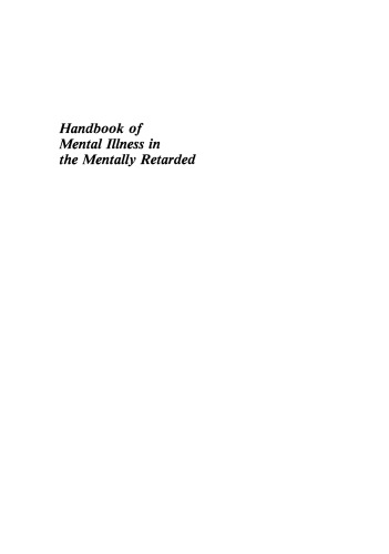 Handbook of Mental Illness in the Mentally Retarded