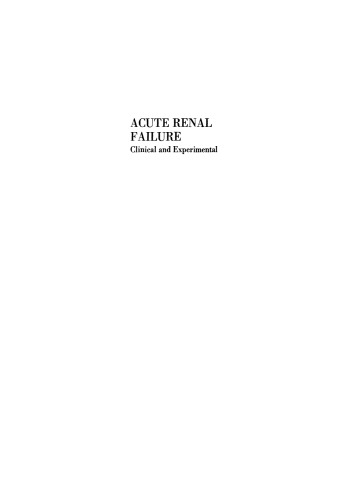 Acute Renal Failure: Clinical and Experimental