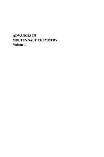 Advances in Molten Salt Chemistry: Volume 1