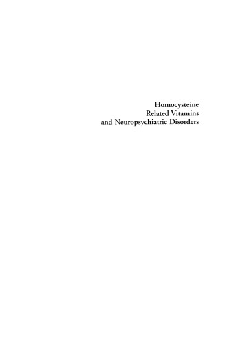 Homocysteine: Related Vitamins and Neuropsychiatric Disorders