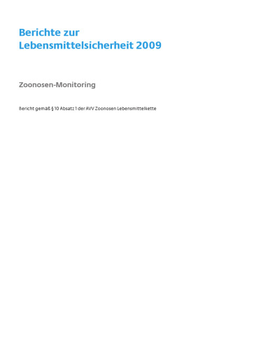 Berichte zur Lebensmittelsicherheit 2009: Zoonosen-Monitoring