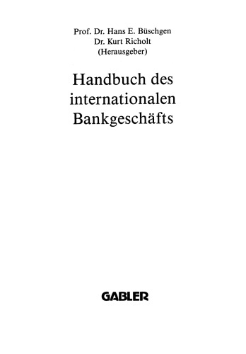 Handbuch des internationalen Bankgeschäfts