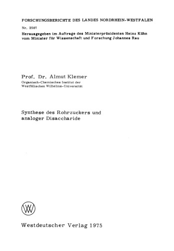 Synthese des Rohrzuckers und analoger Disaccharide