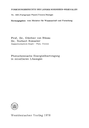 Photochemische Energieübertragung in mizellaren Lösungen