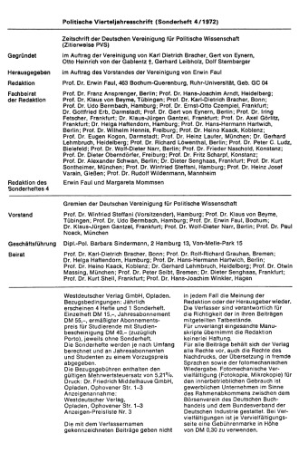 Gesellschaftlicher Wandel und politische Innovation: Tagung der Deutschen Vereinigung für Politische Wissenschaft in Mannheim, Herbst 1971