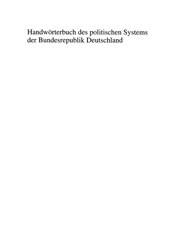 Handwörterbuch des politischen Systems der Bundesrepublik Deutschland