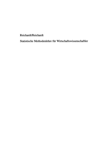 Statistische Methodenlehre für Wirtschaftswissenschaftler