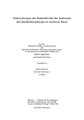 Untersuchungen der Radioaktivität der Sedimente des Steinkohlengebirges im Aachener Raum