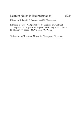 Algorithms in Bioinformatics: 9th International Workshop, WABI 2009, Philadelphia, PA, USA, September 12-13, 2009. Proceedings