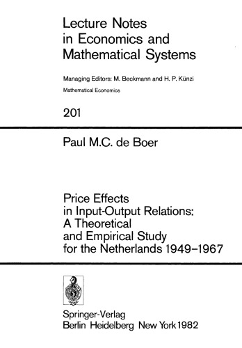 Price Effects in Input-Output Relations: A Theoretical and Empirical Study for the Netherlands 1949–1967