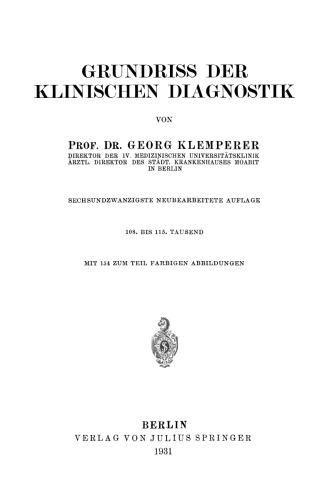 Grundriss Der Klinischen Diagnostik