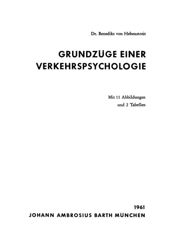 Grundzüge Einer Verkehrspsychologie