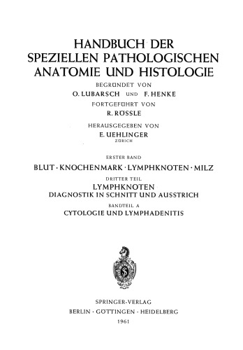 Lymphknoten Diagnostik in Schnitt und Ausstrich: Cytologie und Lymphadenitis