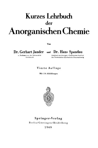 Kurzes Lehrbuch der Anorganischen Chemie