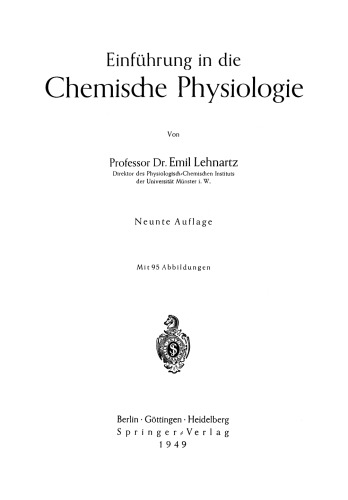 Einführung in die Chemische Physiologie