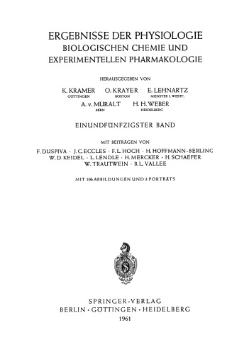 Ergebnisse der Physiologie Biologischen Chemie und Experimentellen Pharmakologie