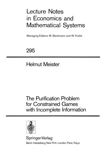 The Purification Problem for Constrained Games with Incomplete Information