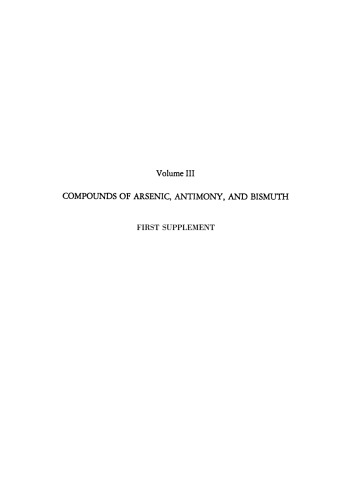 Compounds of Arsenic, Antimony, and Bismuth: Covering the Literature from 1965 to 1968