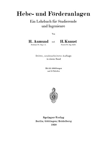 Hebe- und Förderanlagen: Ein Lehrbuch für Studierende und Ingenieure