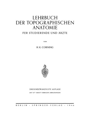 Lehrbuch der Topographischen Anatomie: Für Studierende und Ärzte