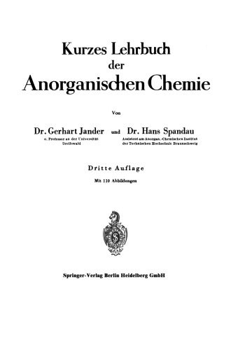 Kurzes Lehrbuch der Anorganischen Chemie