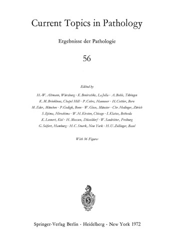 Current Topics in Pathology / Ergebnisse der Pathologie