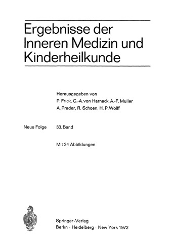 Ergebnisse der Inneren Medizin und Kinderheilkunde