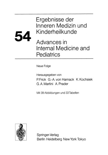 Ergebnisse der Inneren Medizin und Kinderheilkunde / Advances in Internal Medicine and Pediatrics