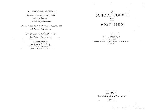 A school course in vectors