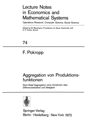 Aggregation von Produktionsfunktionen: Klein-Nataf-Aggregation ohne Annahmen über Differenzierbarkeit und Stetigkeit