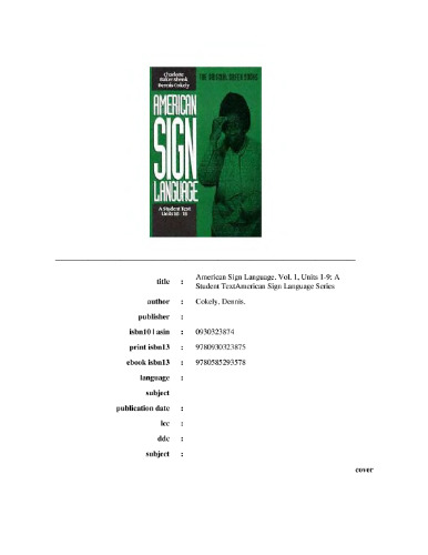 American sign language: a student text units 10-18