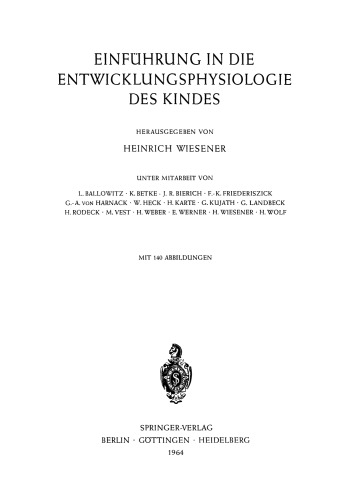 Einführung in die Entwicklungsphysiologie des Kindes