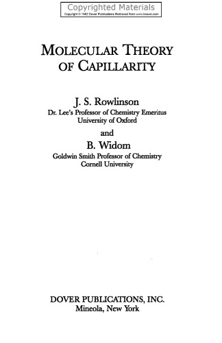 Molecular Theory of Capillarity