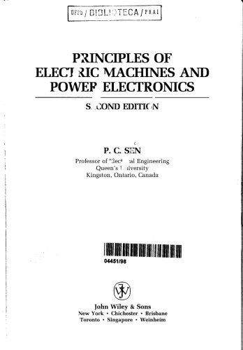 Principles of Electric Machines and Power Electronics, Second Edition