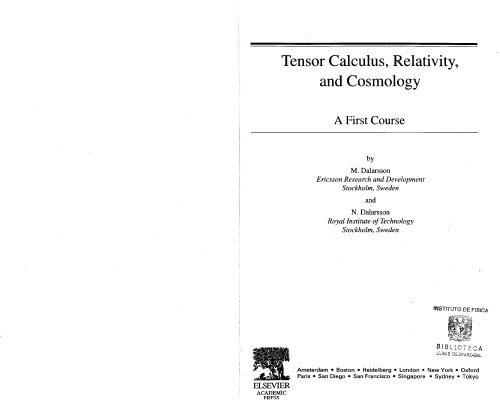 Tensor calculus, relativity, and cosmology: a first course